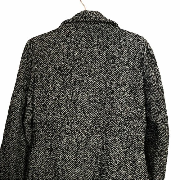 Kenneth Cole Reaction Womens Wool Blend Peacoat Size L Black White Double Breast - Picture 6 of 9